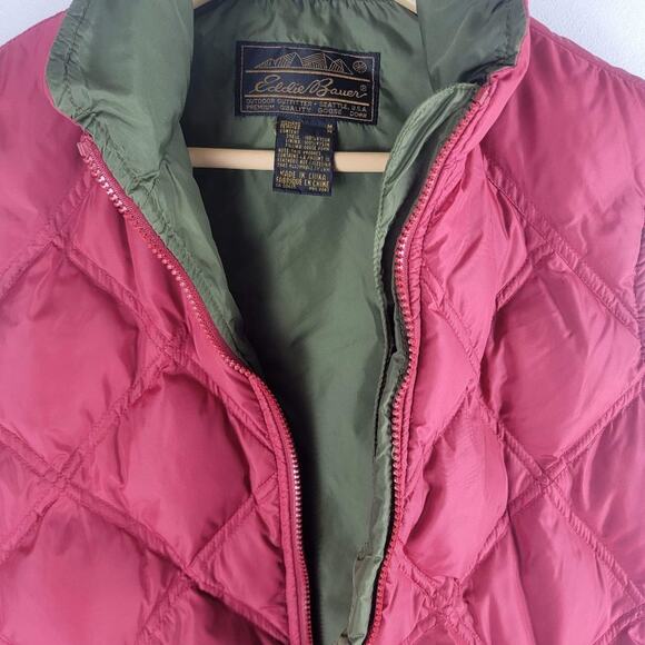 Vintage Eddie Bauer Goosedown Quilted Vest Red Sleeveless Size M - Picture 7 of 7